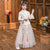 Blumenstickerei Cheongsam Top Mädchen Han Chinese Kostüm 2-teiliger Anzug