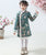 Vestido acolchado cheongsam de niña con brocado floral hasta la rodilla con borde de piel