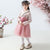 Floral Brocade Wadded Coat with Pleated Skirt Girl's Suit