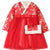 Floral Brocade Wadded Coat with Pleated Skirt Girl's Suit
