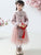 Floral Embroidery Wadded Coat with Pleated Skirt Girl's Suit