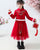 Floral Embroidery Wadded Coat with Pleated Skirt Girl's Suit