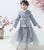 Floral Embroidery Chamois Wadded Coat with Pleated Skirt Girl's Suit