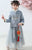 Floral Embroidery Chamois Wadded Coat with Pleated Skirt Girl's Suit