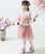 Cheongsam Top Brocade Wadded Coat with Pleated Skirt Girl's Suit