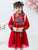 Abrigo acolchado de brocado con top cheongsam y falda plisada Traje de niña