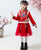 Cheongsam Top Brocart Manteau Ouaté avec Costume Fille Jupe Plissée