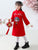 Beijing Opera Pattern Cheongsam Top Wool Girl's Chinese Dress