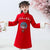 Patrón de la ópera de Beijing Cheongsam Top Vestido chino de niña de lana