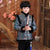 Wattierter Anzug für Jungen im chinesischen Stil mit Blumenbrokat-Pelzrand