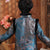 Traje acolchado de niño estilo chino con borde de piel de brocado floral