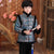 Costume ouaté pour garçon de style chinois avec bord en fourrure et brocart floral
