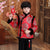 Modello di buon auspicio Abito imbottito da ragazzo in stile cinese con bordo in pelliccia di broccato