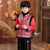 Dragon & Phoenix Pattern Brocade Fur Edge Chinese Style Boy's Wadded Suit