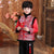 Dragon & Phoenix Motif Brocart Fourrure Bord de Style Chinois Garçon Ouaté Costume