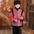 Dragon & Phoenix Motif Brocart Fourrure Bord de Style Chinois Garçon Ouaté Costume