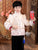 Traje acolchado de niño estilo chino con cuello de piel brocado