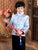 Traje acolchado de niño estilo chino con cuello de piel brocado
