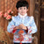Costume ouaté pour garçon de style chinois avec col en fourrure de brocart