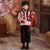 Crane Pattern Brocade Fur Collar Tradtional Chinese Style Boy's Wadded Suit