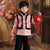 Crane Pattern Brocade Fur Collar Tradtional Chinese Style Boy's Wadded Suit