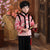 Crane Pattern Brocade Fur Collar Tradtional Chinese Style Boy's Wadded Suit