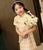 Robe chinoise Cheongsam pour enfants avec motif à carreaux et à carreaux avec bord en dentelle