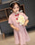 Chinesisches Kleid für Mädchen mit Mandarinkragen-Oberteil und Karomuster