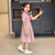 Vestido chino de niña con estampado de cuadros y cuadros de cheongsam con cuello mandarín