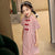 Mandarin Collar Cheongsam Top Plaids & Checks Pattern Girl's Chinese Dress