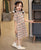 Lapel Collar Cheongsam Top Plaids & Checks Pattern Girl's Chinese Dress