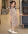Cuello de solapa Cheongsam Top Plaids & Checks Pattern Vestido chino de niña