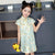 Vestido chino cheongsam para niños con mangas casquillo y cuello mandarín floral