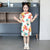 Oriental Fans Pattern Kid's Cheongsam Chinese Dress
