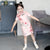 Knee Length Kid's Cheongsam Floral Chinese Dress