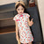 Stretchy Kid's Cheongsam Knee Length Floral Chinese Dress
