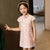 Stretchy Kid's Cheongsam Knee Length Floral Chinese Dress