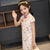 Stretchy Kid's Cheongsam Knee Length Floral Chinese Dress