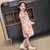 Cap Sleeve Stretchy Kid's Cheongsam Knee Length Floral Chinese Dress