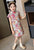 Cap Sleeve Stretchy Kid's Cheongsam Knee Length Floral Chinese Dress