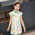 Cap Sleeve Stretchy Kid's Cheongsam Knee Length Floral Chinese Dress