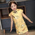 Patrón de grúas Cheongsam elástico para niños Vestido chino hasta la rodilla