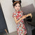 Robe chinoise à fleurs Cheongsam extensible à manches courtes pour enfants