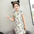 Peacock Pattern Stretchy Kid's Cheongsam Knee Length Chinese Dress