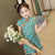 Robe chinoise de longueur de genou Cheongsam extensible à motif coeur aimant