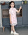 Vestido chino de gasa floral cheongsam de manga corta para niños
