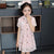 Abito cinese in chiffon floreale cheongsam per bambini a maniche corte