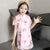 Abito cinese in chiffon floreale cheongsam per bambini a maniche corte