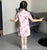 Robe chinoise en mousseline de soie à fleurs Cheongsam pour enfants à manches courtes