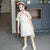 Half Sleeve Kid's Cheongsam Floral Chiffon Chinese Dress